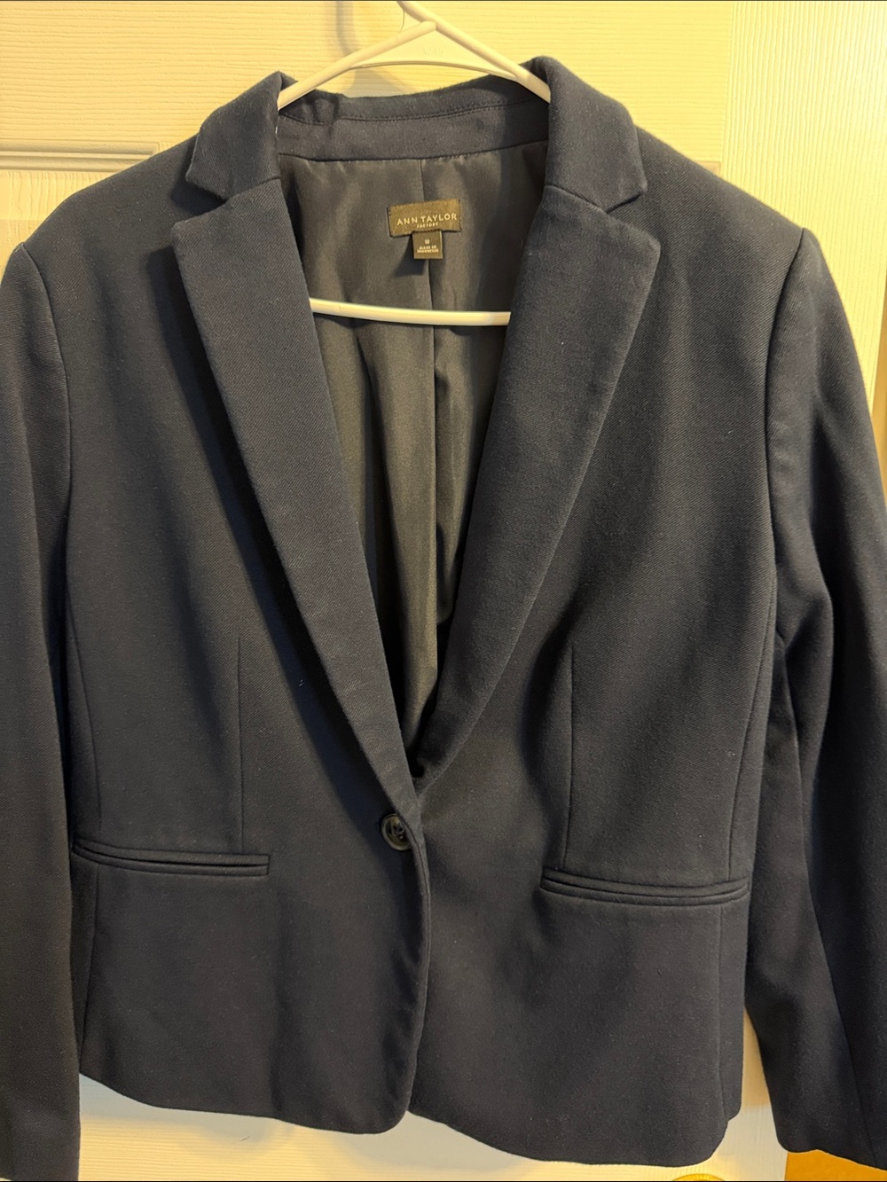 Ann Taylor Factory Navy Single-Button Tailored Blazer